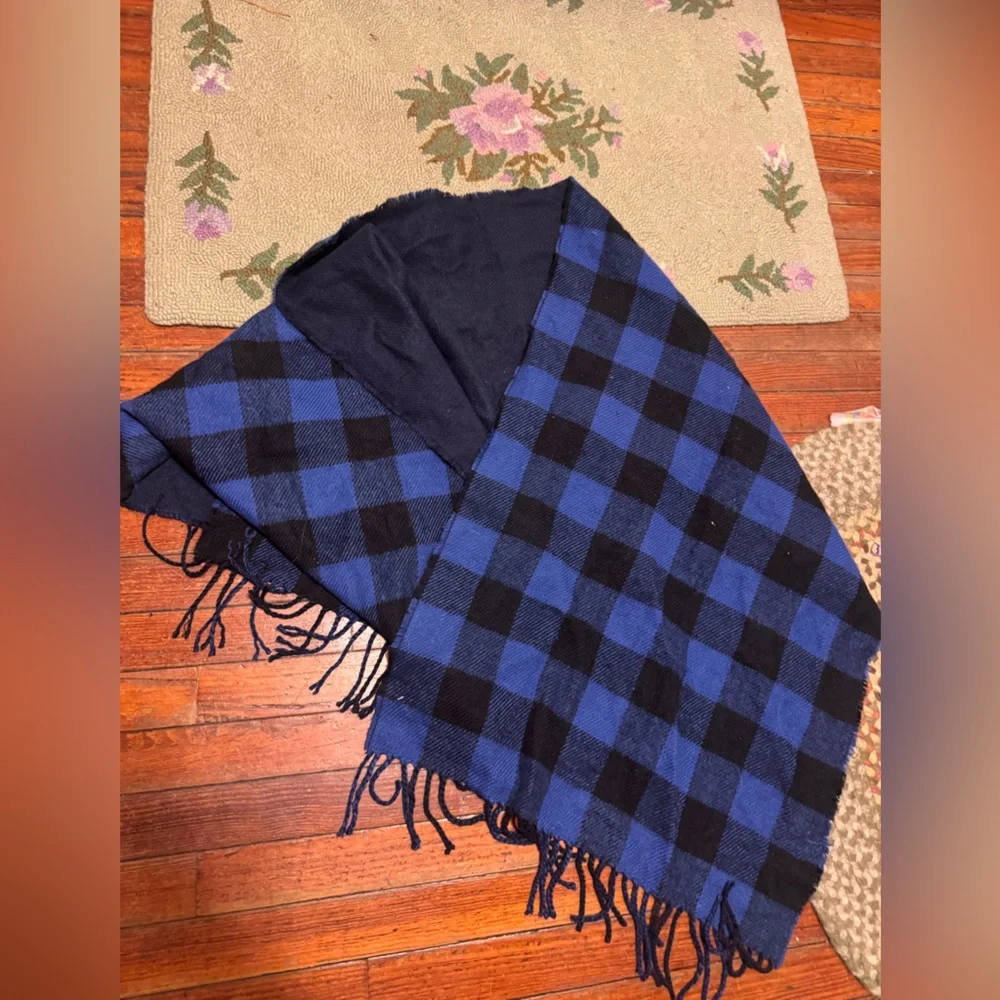 Chic Nation Blue and Black Plaid Scarf